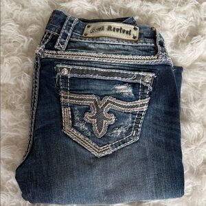 Miss Me Dark Blue Boot Cut Jeans with Embroidered Pocket